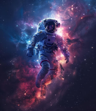 宇航員在太空探索浩瀚的宇宙