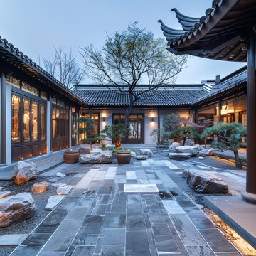 具有中國傳統(tǒng)建筑特色的庭院