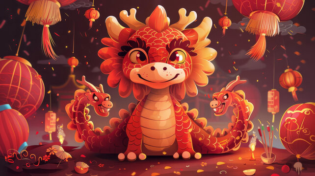 可愛的三頭龍迎新年