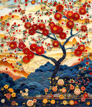 花卉樹木海洋風(fēng)景紙藝