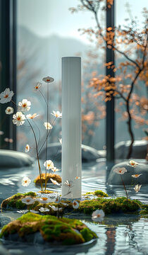 自然風(fēng)格白色圓柱產(chǎn)品展示臺