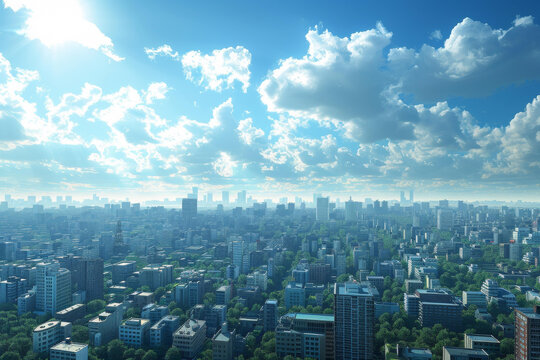 城市景觀高樓林立的大都市蔚藍(lán)的天空