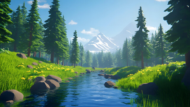 山間河流風(fēng)景