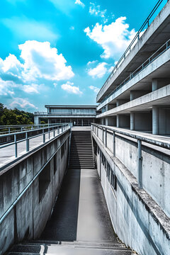 水泥樓梯和建筑外墻
