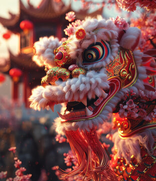 舞獅與櫻花