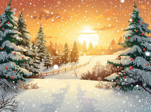 冬日的鄉(xiāng)村雪景