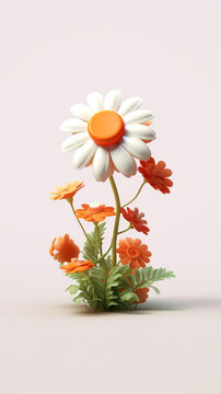 3D卡通雛菊花