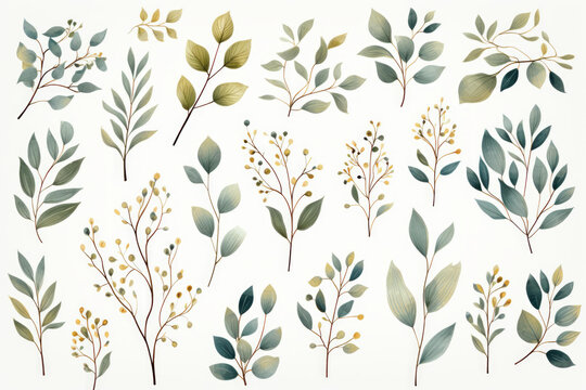 一組精美的植物插圖