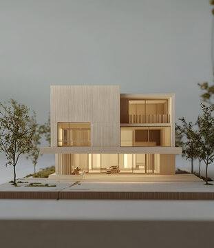 現(xiàn)代簡約木質(zhì)房屋模型建筑設(shè)計(jì)
