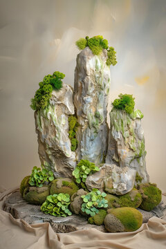 青苔覆蓋的巖石景觀