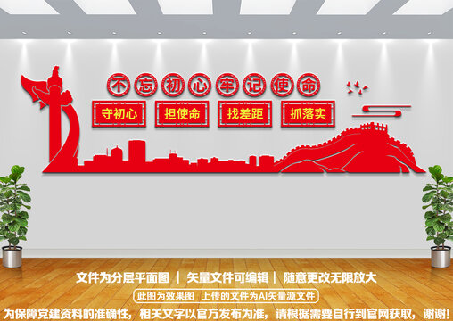 不忘初心牢記使命黨建文化墻