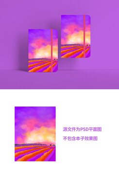 油畫風(fēng)田野天空風(fēng)景花田記事本