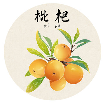 手繪水果枇杷