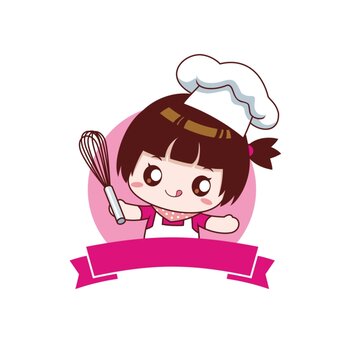 卡通可愛女孩烘焙師頭像矢量圖
