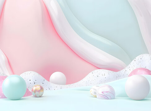 抽象3D渲染的柔和背景和球體