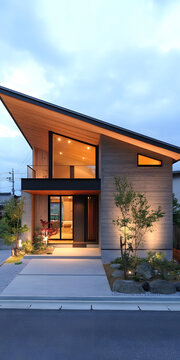 日本現(xiàn)代風(fēng)格木屋頂混凝土住宅