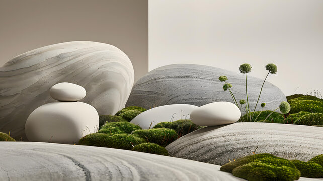 簡(jiǎn)約石頭苔蘚擺放