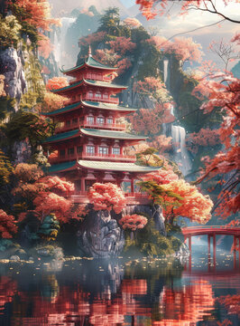 寧靜的東方山水畫