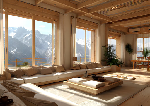 現(xiàn)代風(fēng)格客廳雪山風(fēng)景