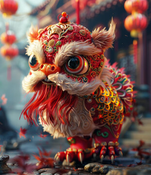 舞獅的AI圖片