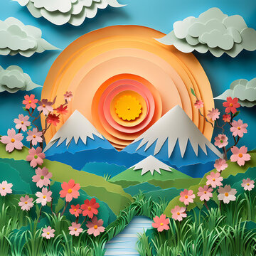 極簡主義的櫻花盛開的風(fēng)景