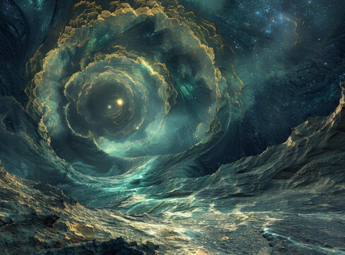 奇幻的宇宙景觀星云和恒星在夜空中閃爍