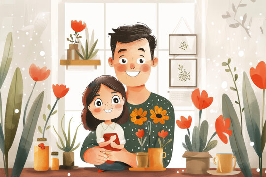 溫馨的父女時光插圖