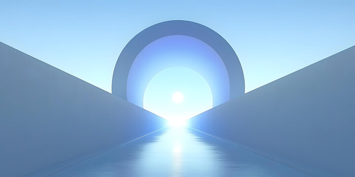 抽象的極簡主義圓形光隧道