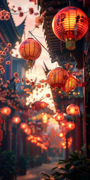 春節(jié)街景的AI圖片