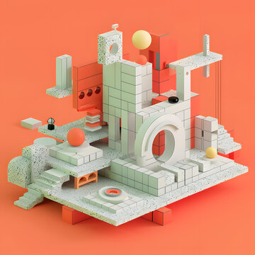 抽象幾何3D建筑
