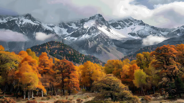 秋日雪山風景