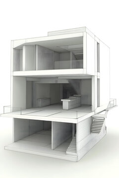 現(xiàn)代房屋室內(nèi)設(shè)計(jì)線框3D模型