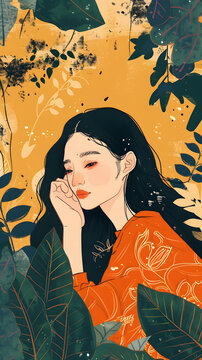 森林中長發(fā)女子