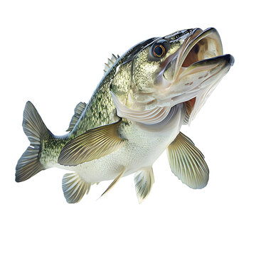 [免摳素材]一條張著嘴的大嘴鱸魚