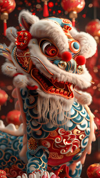 舞龍舞獅的AI圖片