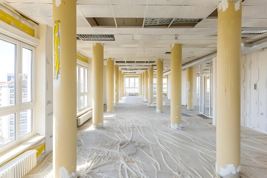 空置的黃色柱子建筑工地辦公室