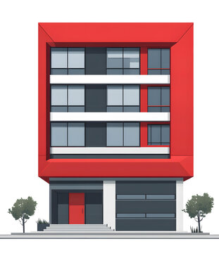紅色現(xiàn)代建筑外觀設(shè)計圖