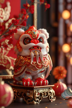 祥獅獻(xiàn)瑞的AI圖片