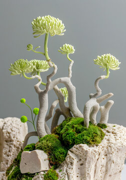 綠植苔蘚抽象雕塑