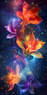 光效花朵綻放的景象