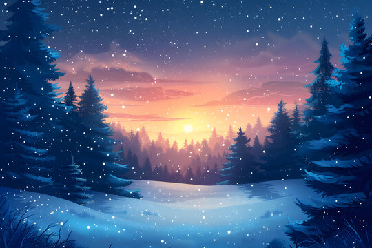冬日森林雪景圖