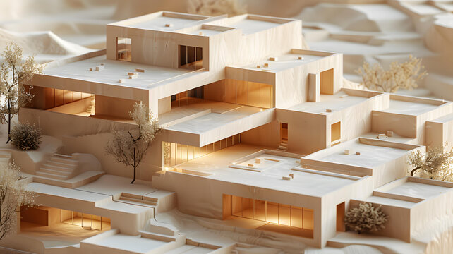 3D渲染的帶游泳池的現(xiàn)代住宅