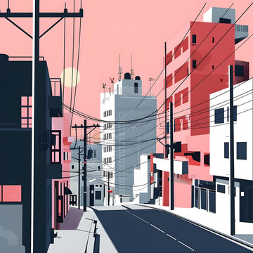 城市建筑與電線
