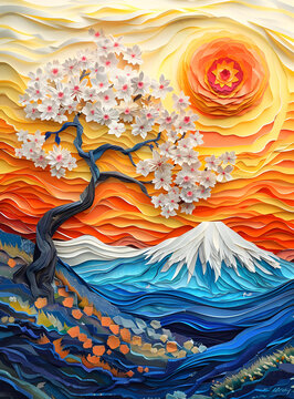 富士山和櫻花