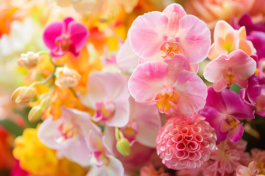 粉色蘭花花束特寫