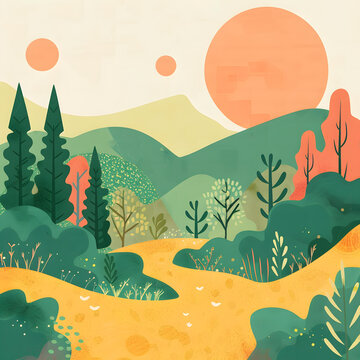 黃色的山間小路和太陽的自然風(fēng)景