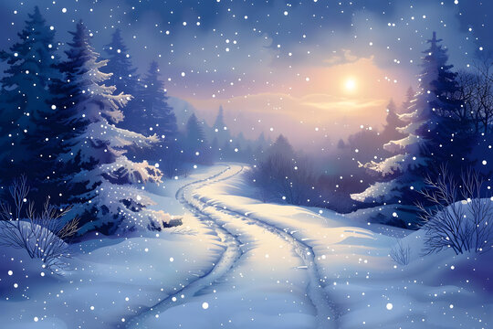 雪地森林的AI圖片