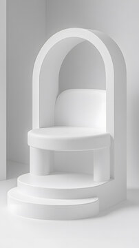 極簡(jiǎn)白色拱形平臺(tái)3D渲染場(chǎng)景