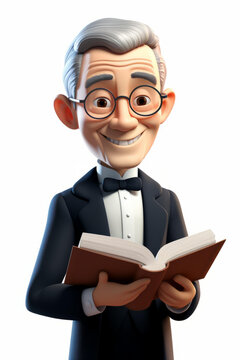 一個戴著眼鏡的老人正在讀書