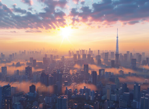 都市夕照的AI圖片